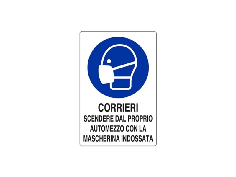 CARTELLO CORRIERI SCENDERE C/MASCHERINA