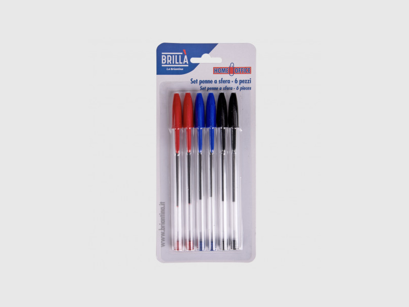 PENNA A SFERA 6pz ROSSO-NERO-BLU