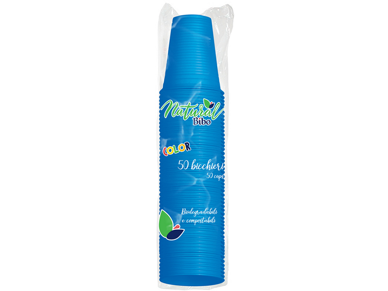 BICCHIERE PLASTICA AZZURRO 200CC 50PZ