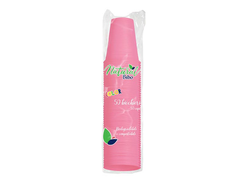 BICCHIERE PLASTICA ROSA 200CC 50PZ