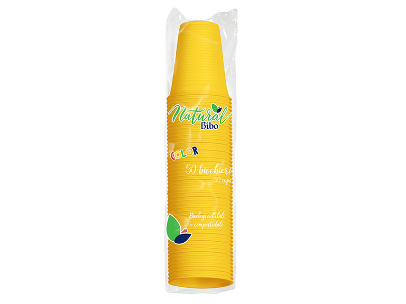 BICCHIERE PLASTICA GIALLO 200CC 50PZ