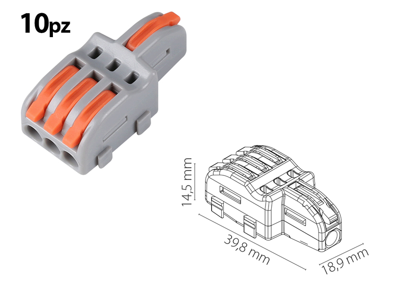 MORSETTO INNESTO RAPIDO 3 Vie 3+1  10pz