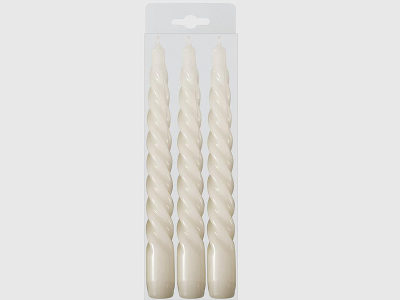 CANDELA BIANCA SPIRALE 3pz cm.20