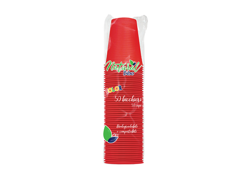 BICCHIERE PLASTICA ROSSO 200CC 50PZ