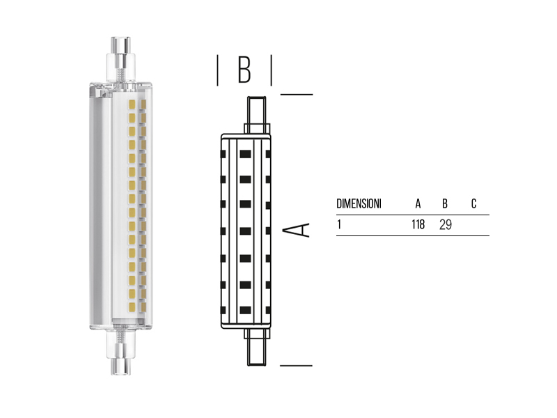 LAMPADA LED LINEARE 20W MM.118X29  C.
