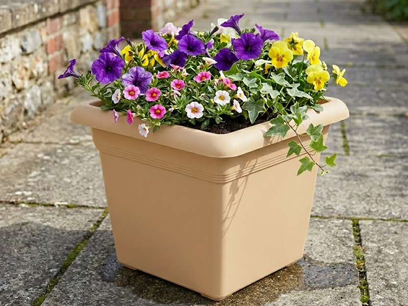 VASO FIORIERA QUADRATA 45CM BEIGE