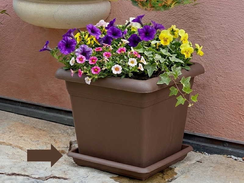 SOTTOFIORIERA QUADRATA 45CM MARRONE