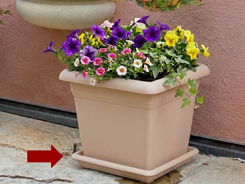 SOTTOFIORIERA QUADRATA 45CM BEIGE