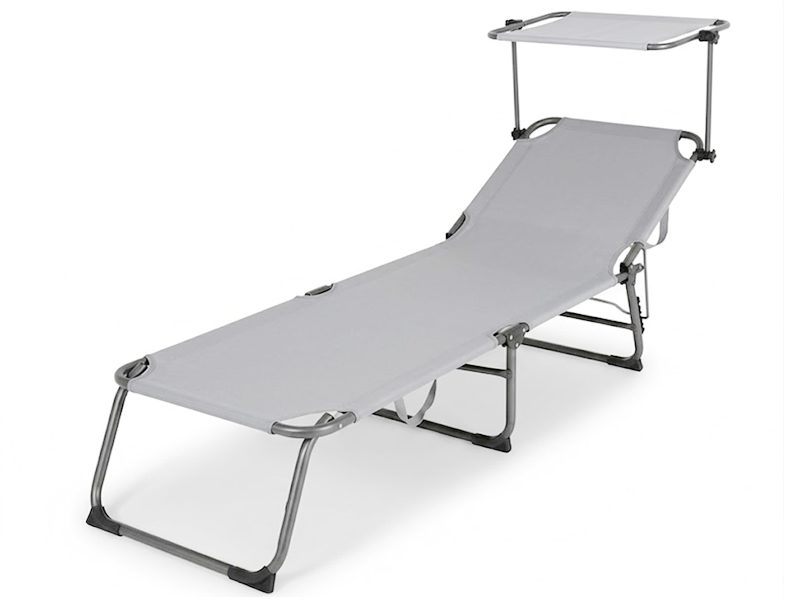 LETTINO PIEGHEVOLE C/PARASOLE GRIGIO